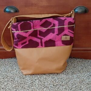 Stylish Tan and Pink Geometric Women's Bag